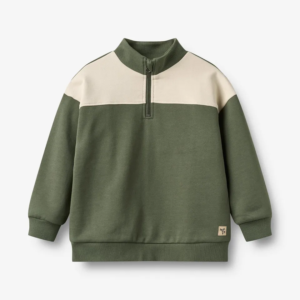 wheat-matteo-half-zip-sweatshirt-kinder-thyme-bio-baumwolle image 1