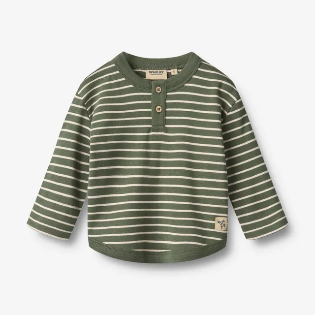 wheat-osvald-shirt-dark-green-stripe-bio image 1