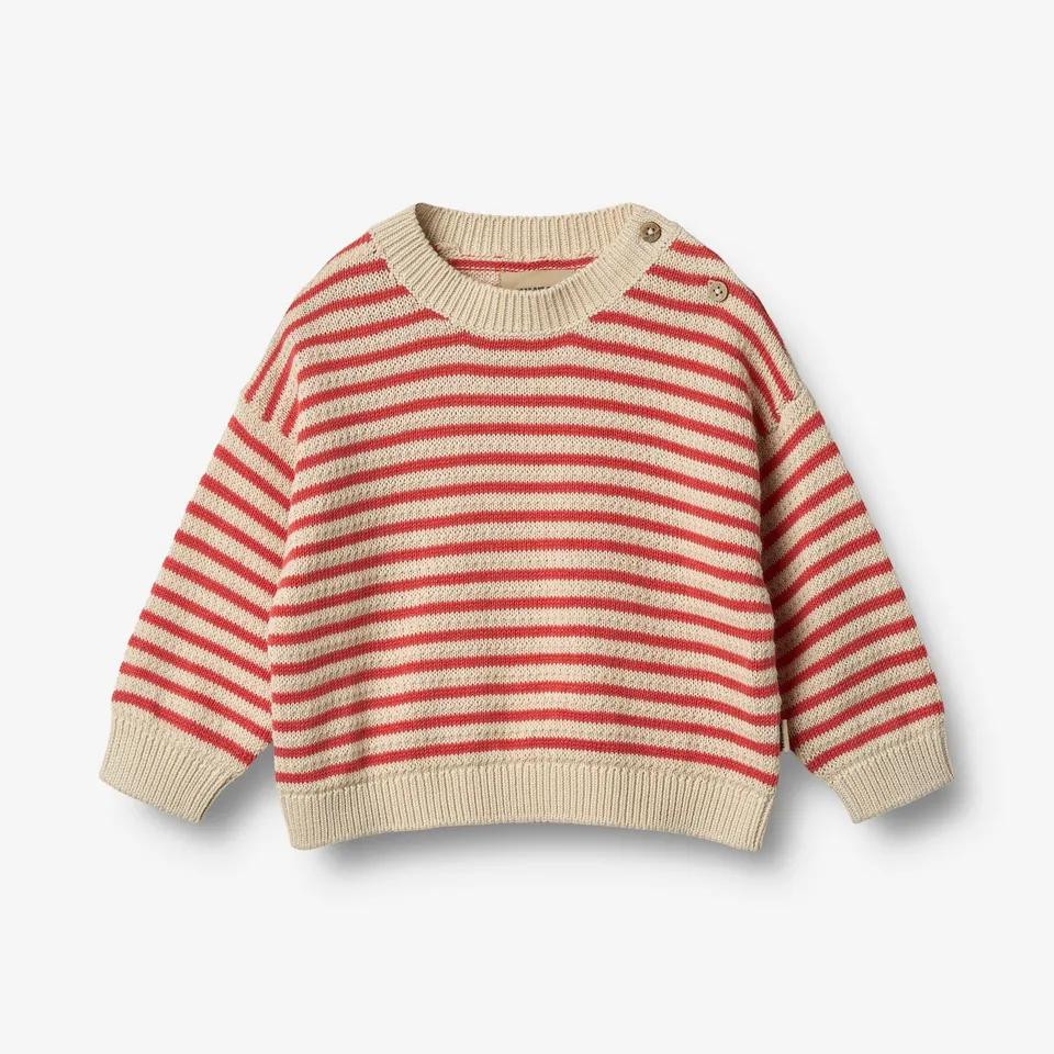wheat-leise-strickpullover-baby-red-stripe-bio image 1