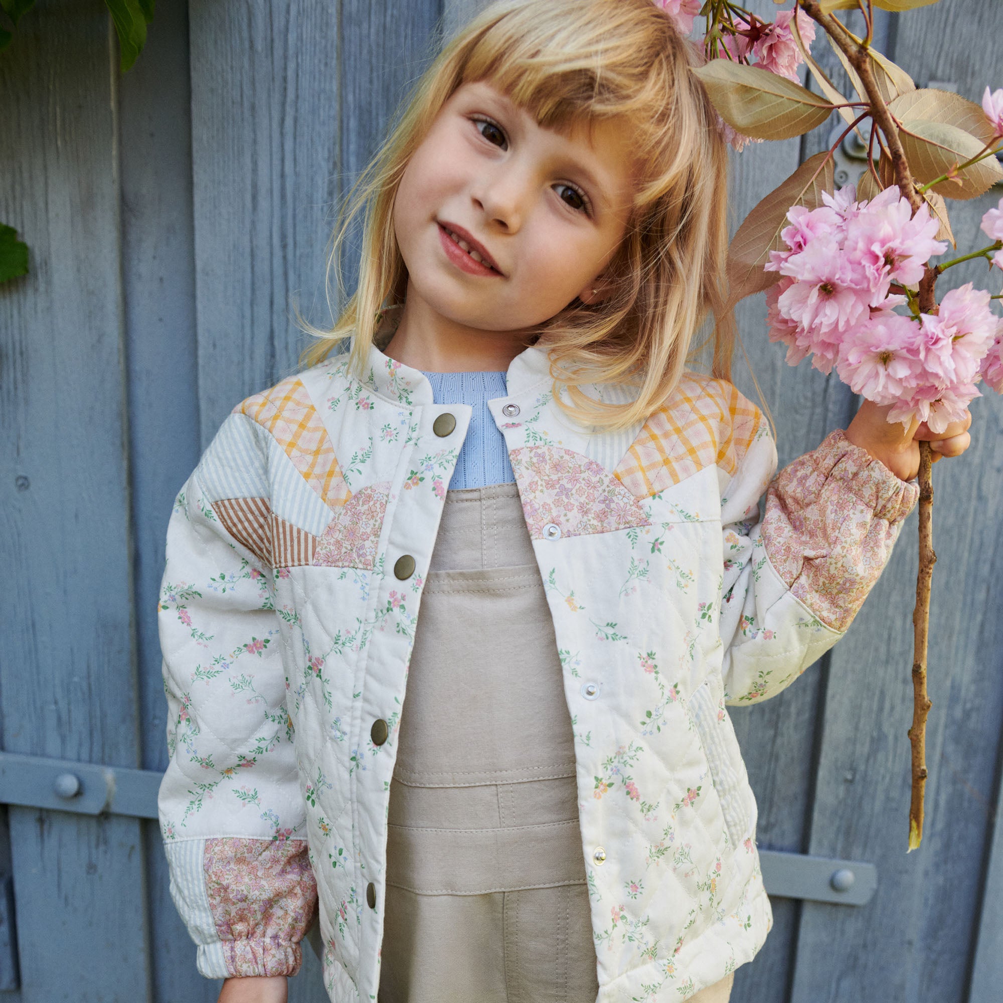 wheat-inga-steppjacke-ivory-checked-flowers-bio image 2