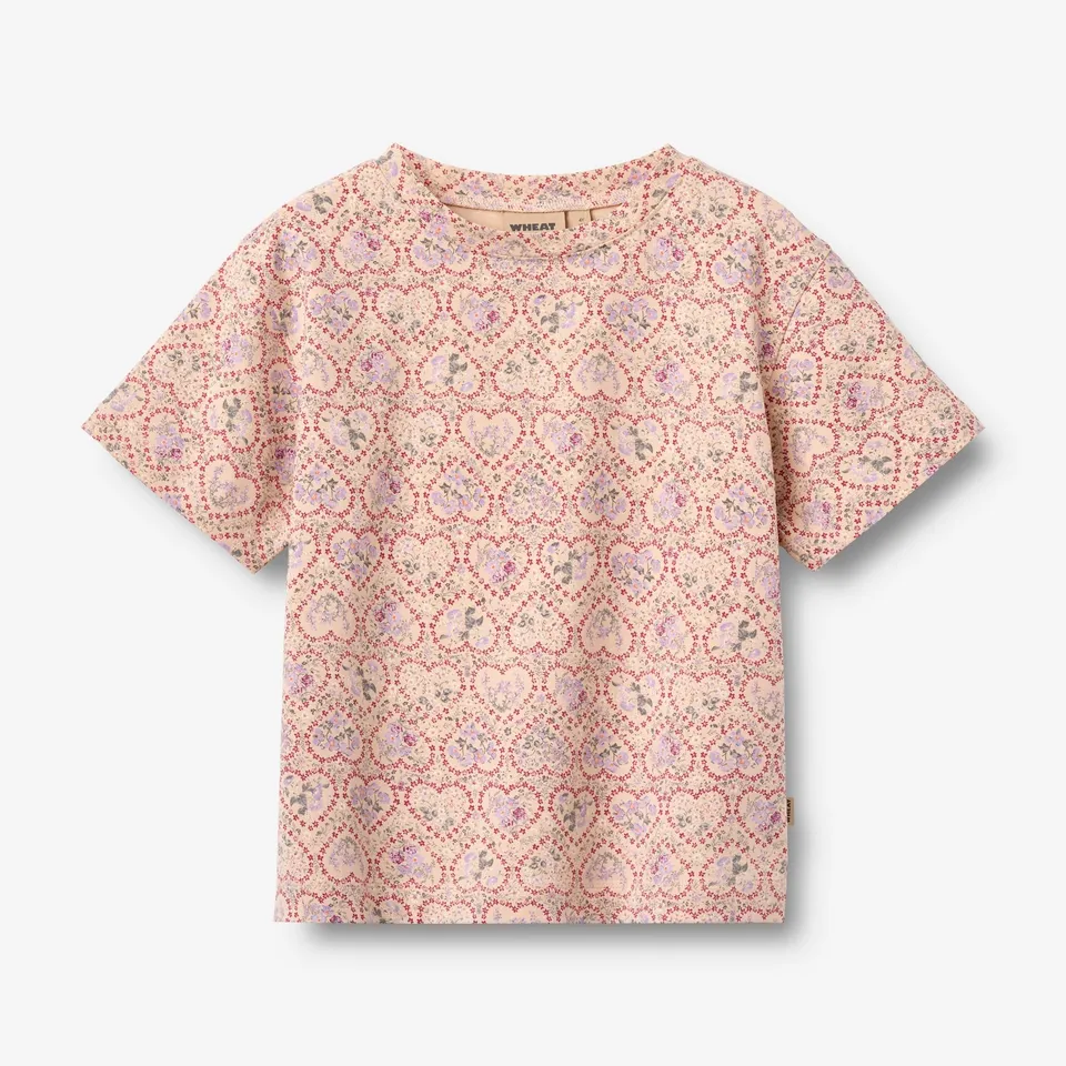 wheat-ella-m-dchen-t-shirt-magenta-heart-flowers image 1