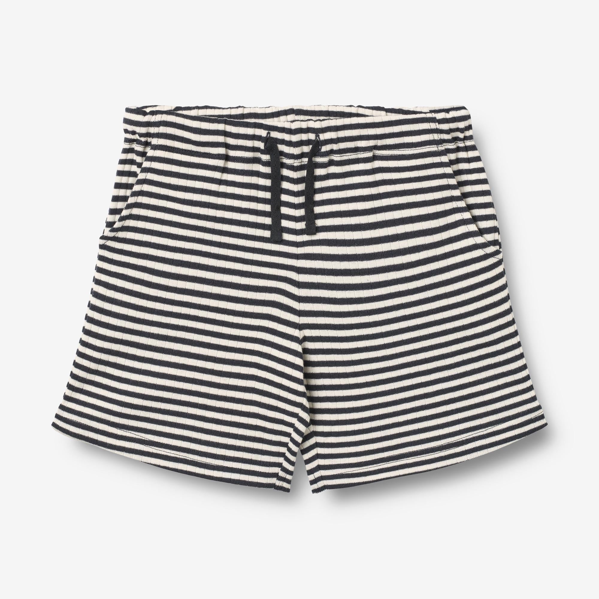 wheat-kalle-jersey-shorts-navy-rib-stripe-bio-baumwolle image 1
