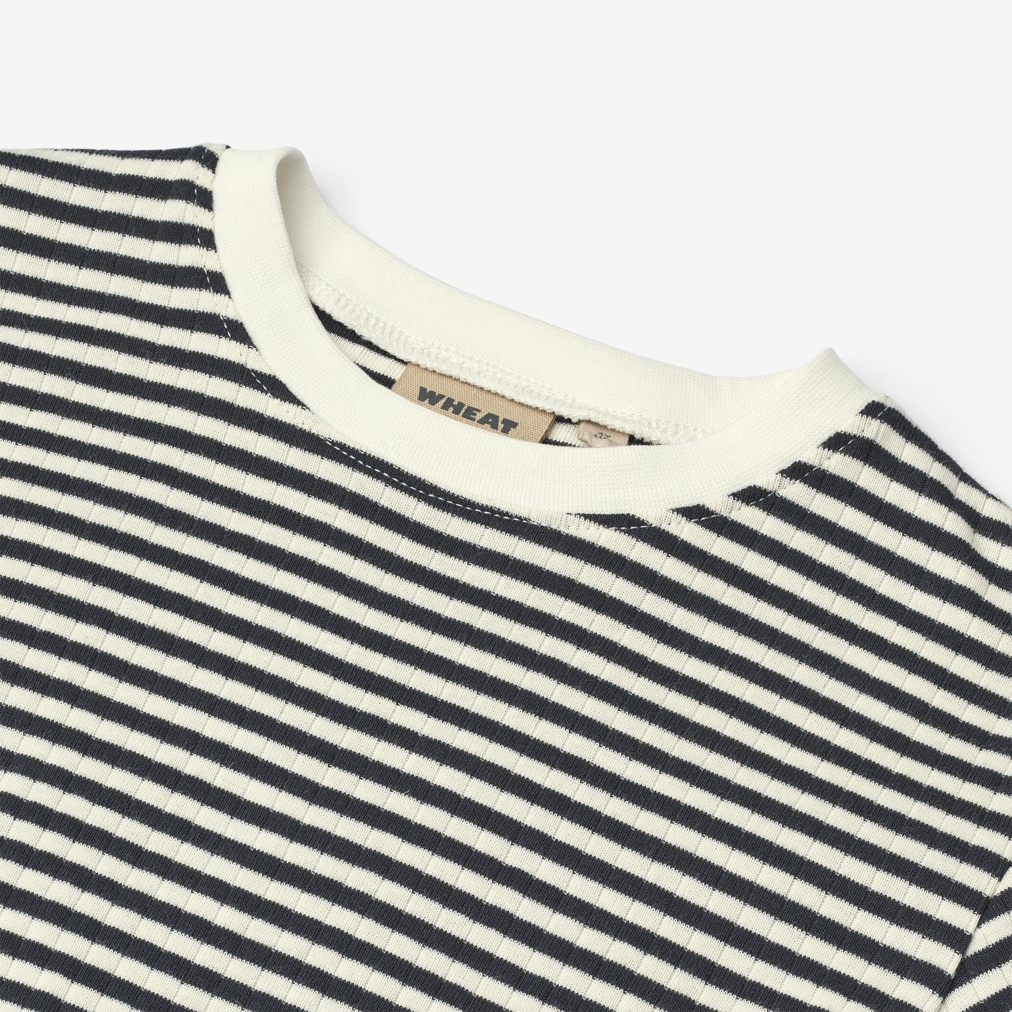 wheat-fabian-t-shirt-navy-rib-stripe-bio-baumwolle image 4