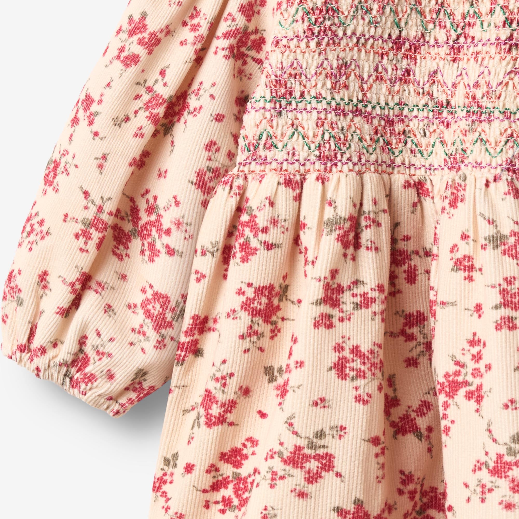 wheat-clothing-dress-sylvia-kleid-almond-peach-flowers-bio-cord image 3