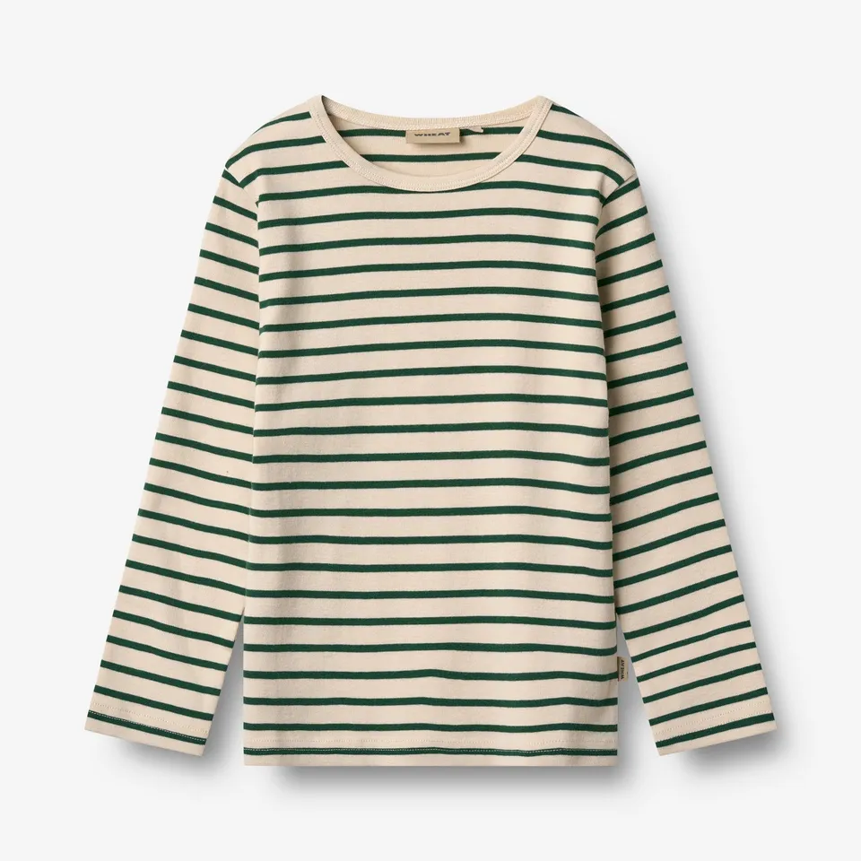 wheat-langarmshirt-stig-green-stripe-bio-shirt-gr-92-152 image 1