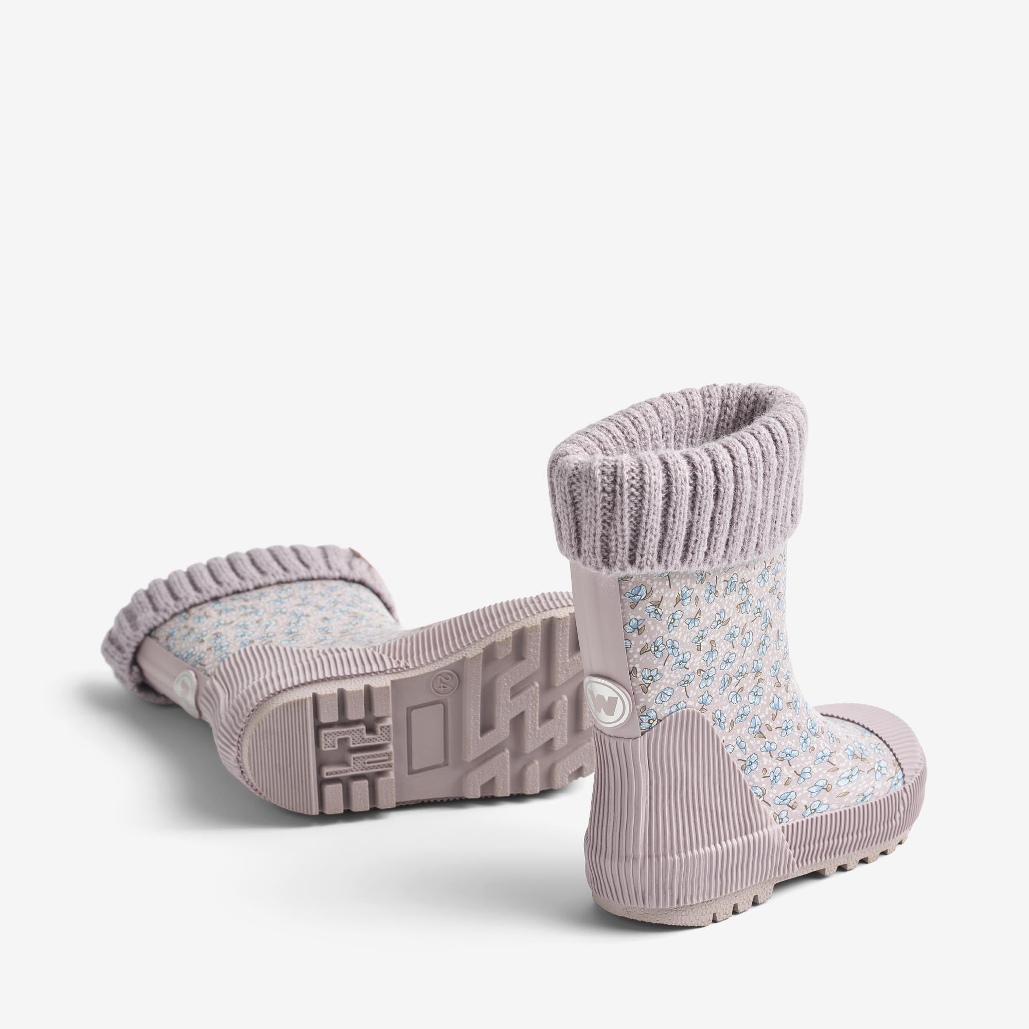 wheat-thermo-wader-gummistiefel-lilac-blue-flowers-wollfutter image 3