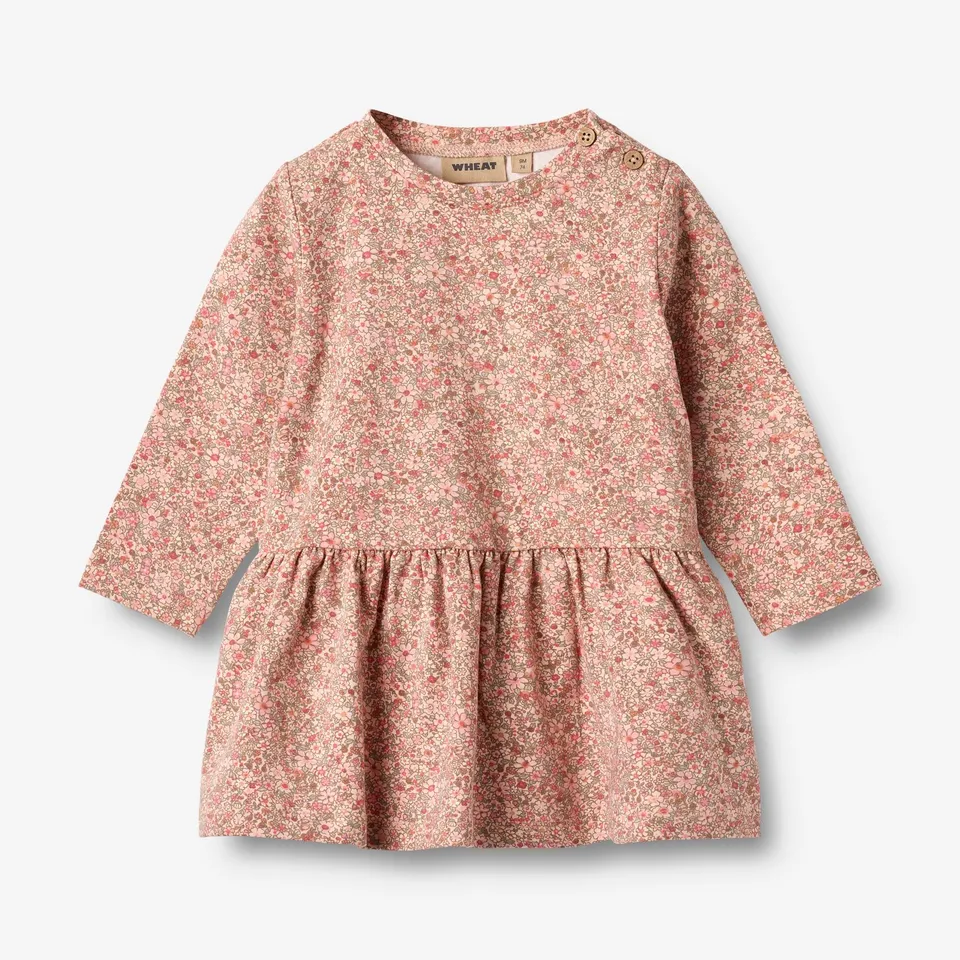 wheat-bessie-jerseykleid-rose-dust-flower-bio-baumwolle image 1