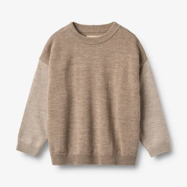 wheat-finley-strickpullover-grey-camel-melange-merinowolle image 1