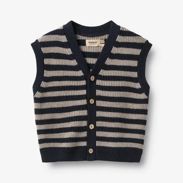 wheat-pete-strickweste-navy-stripe-merinowolle-jungen image 1