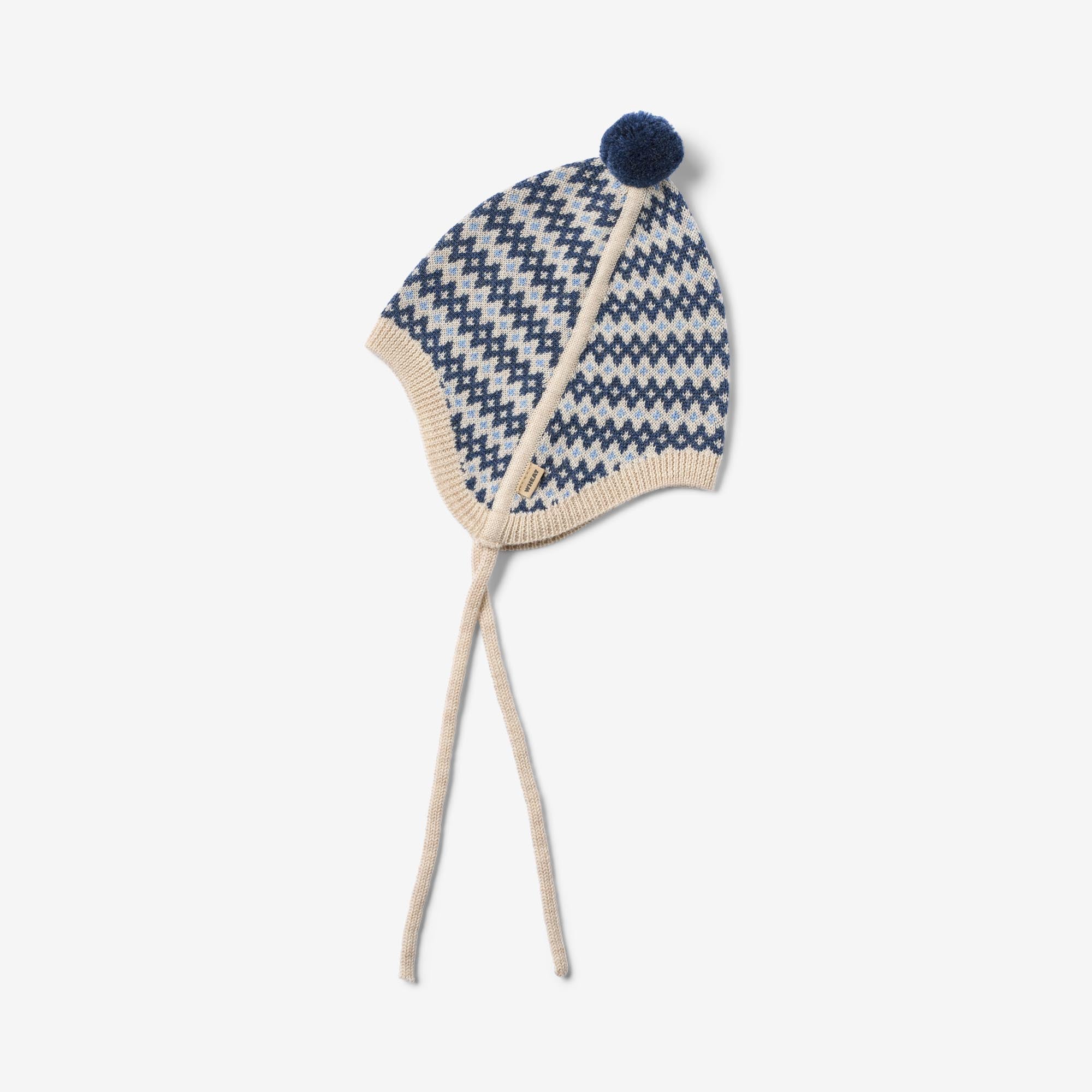 wheat-liro-strickm-tze-blau-merinowolle-baby-h-ubchen image 1