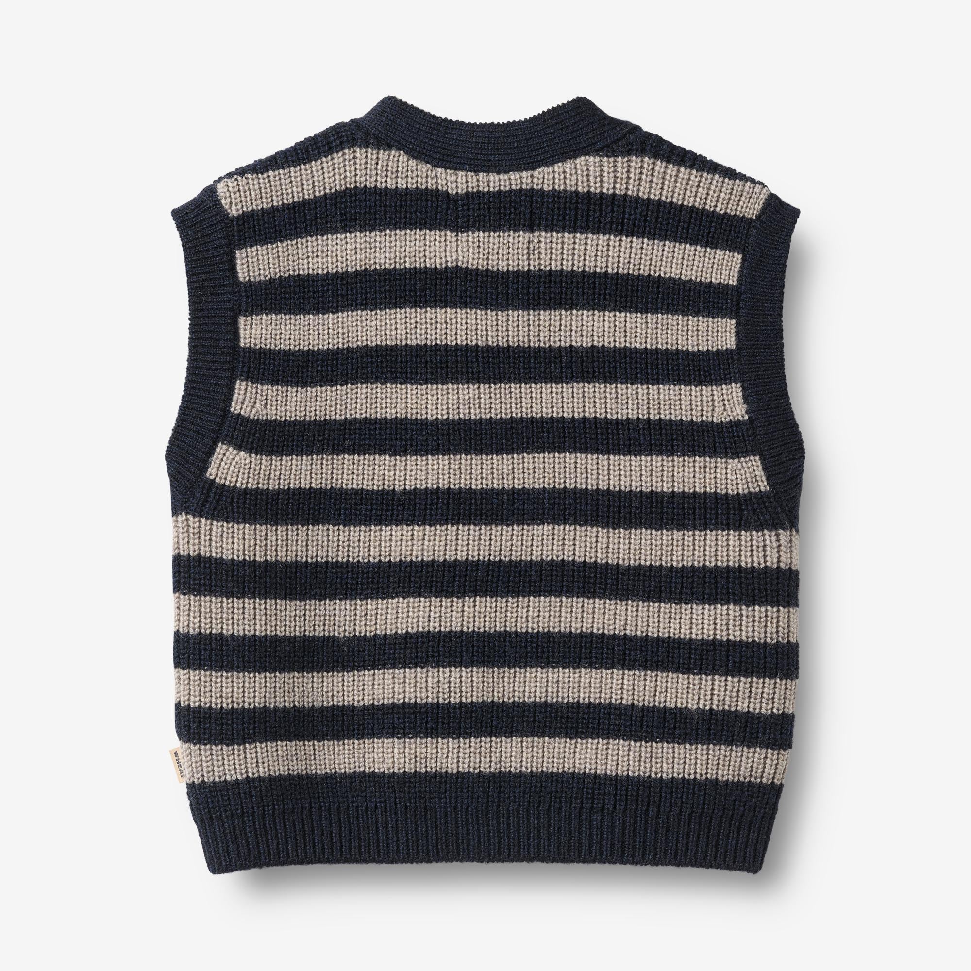 wheat-pete-strickweste-baby-merinowolle-navy-stripe image 2