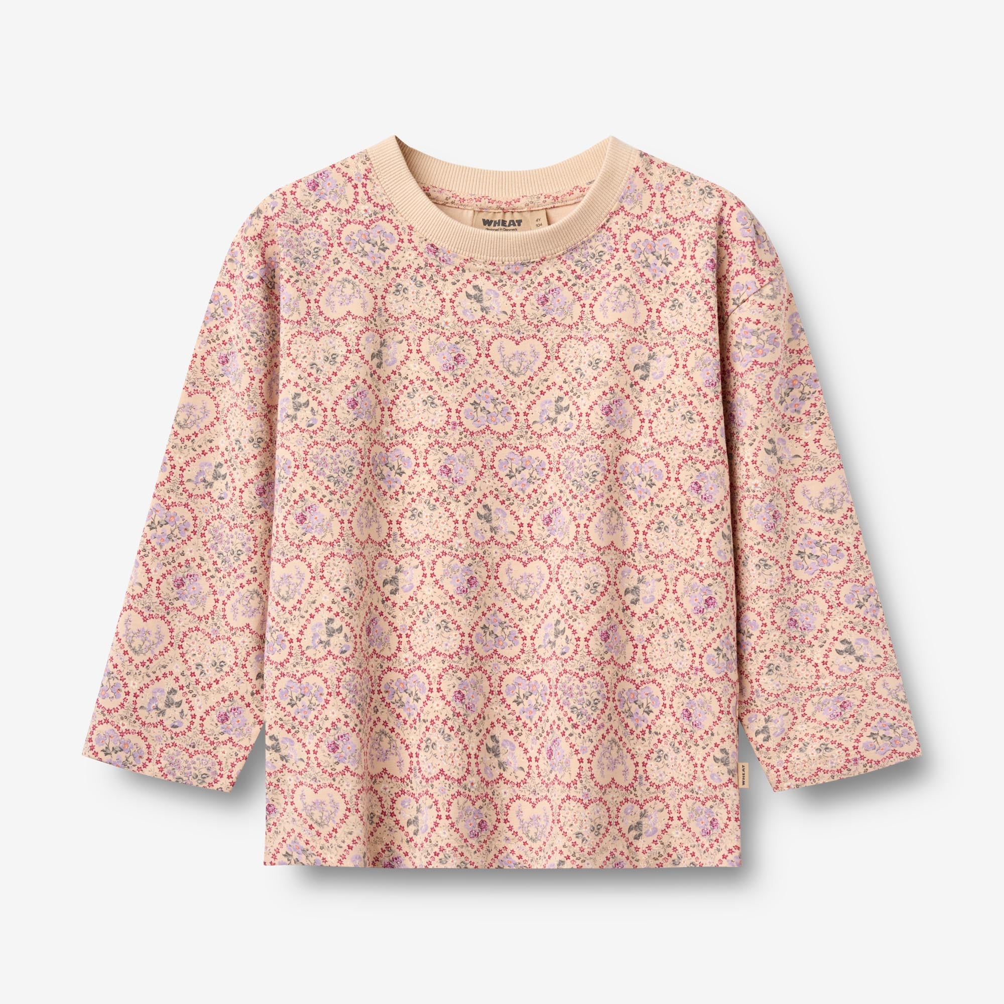 wheat-dixie-langarmshirt-magenta-heart-flowers-bio image 1