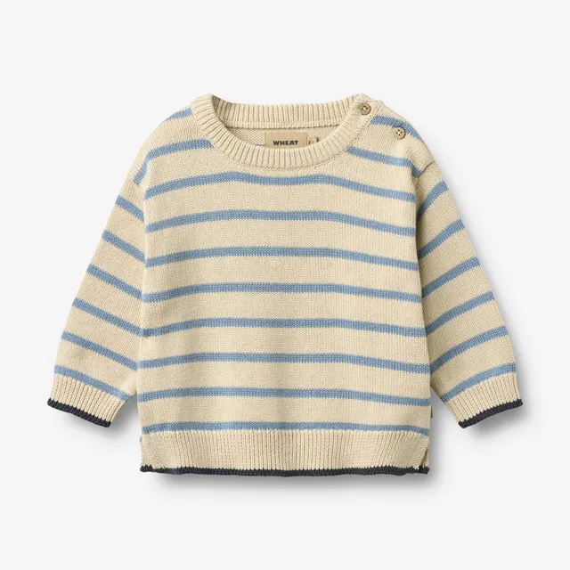 wheat-harlow-babypullover-faded-denim-streifen-bio image 1