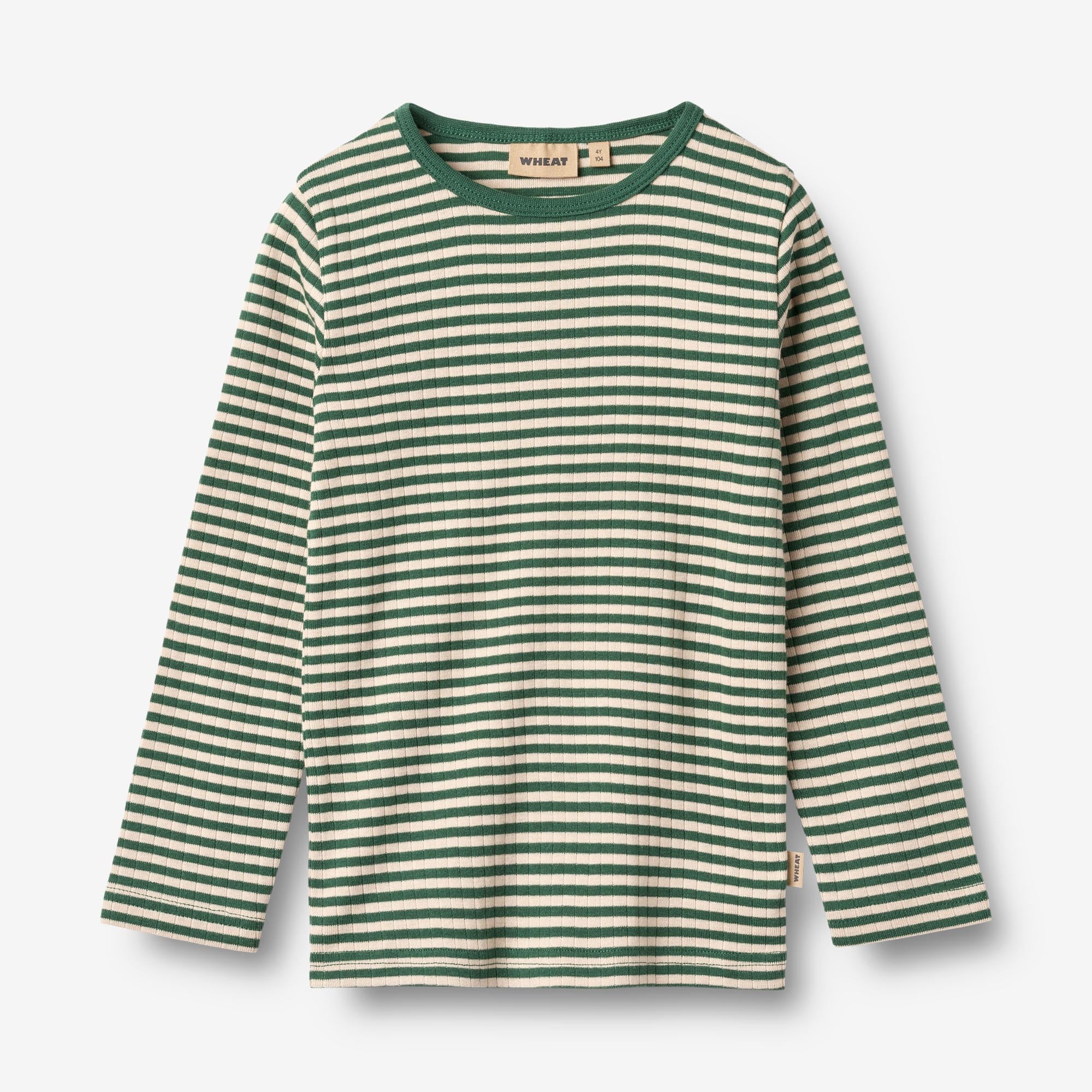 wheat-stig-t-shirt-langarm-bio-baumwolle-green-stripe image 1