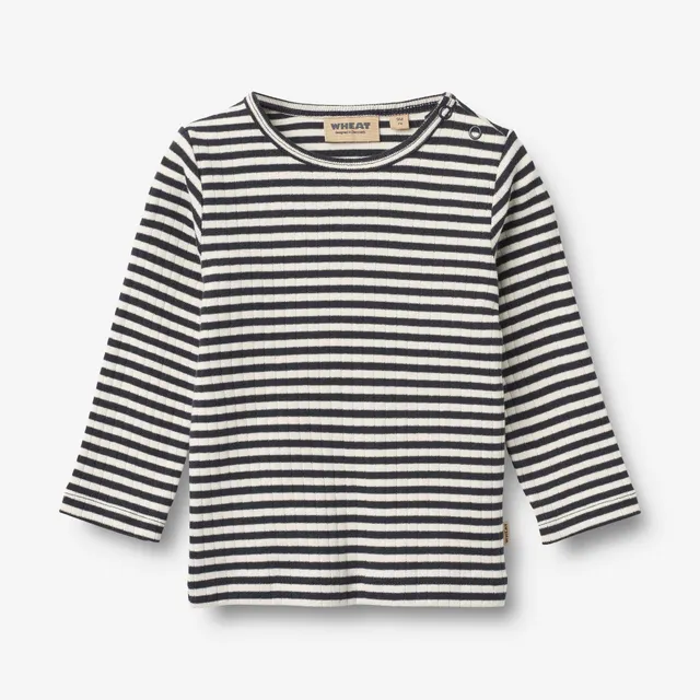 wheat-stig-t-shirt-l-s-langarmshirt-navy-rib-stripe-bio image 1