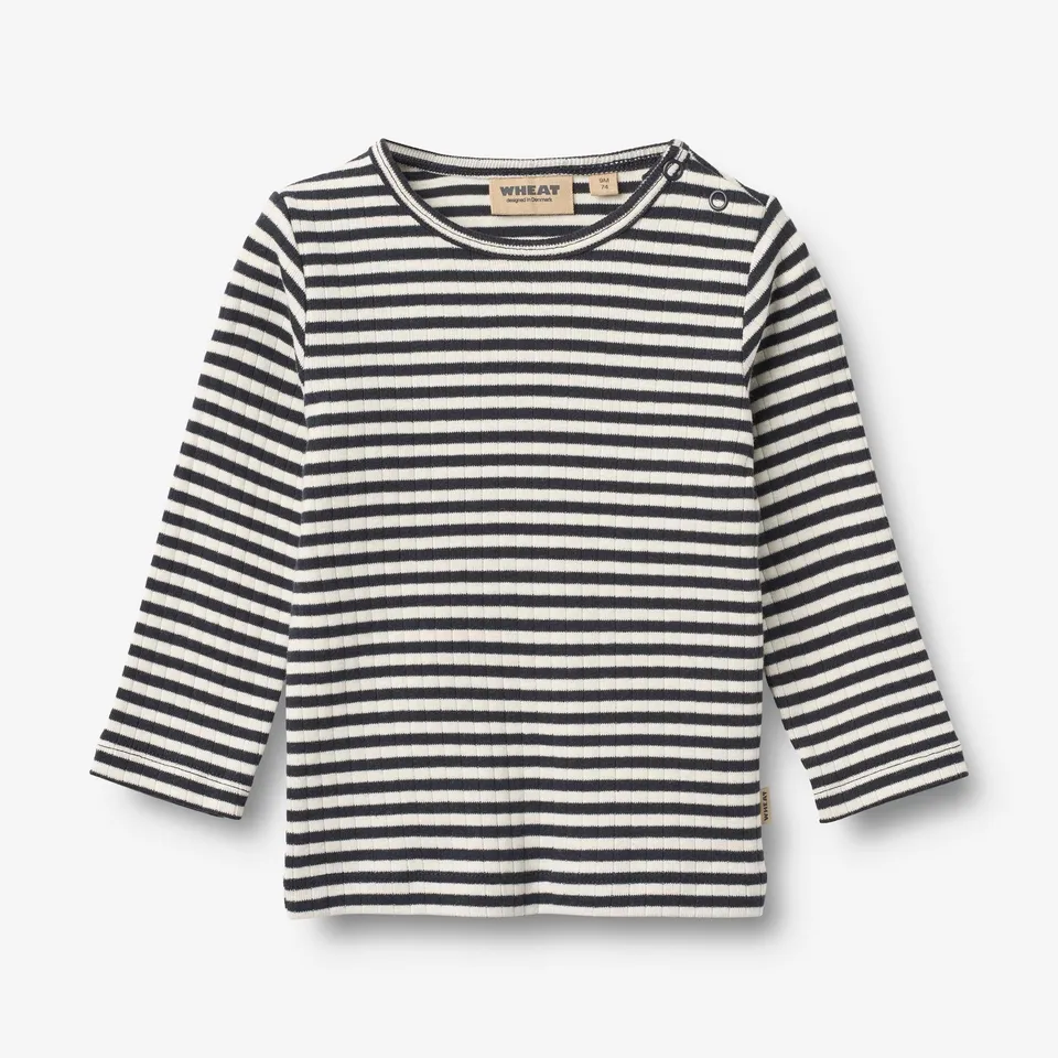 wheat-stig-t-shirt-l-s-langarmshirt-navy-rib-stripe-bio image 1