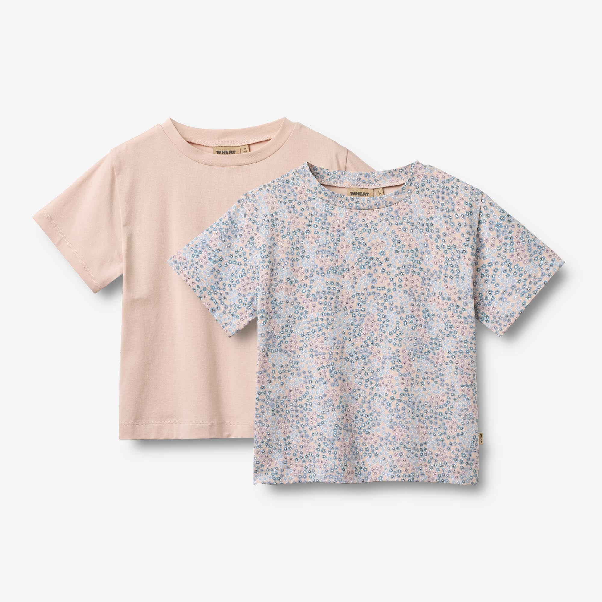 wheat-ella-t-shirt-2er-powder-blue-flowers-bio image 1