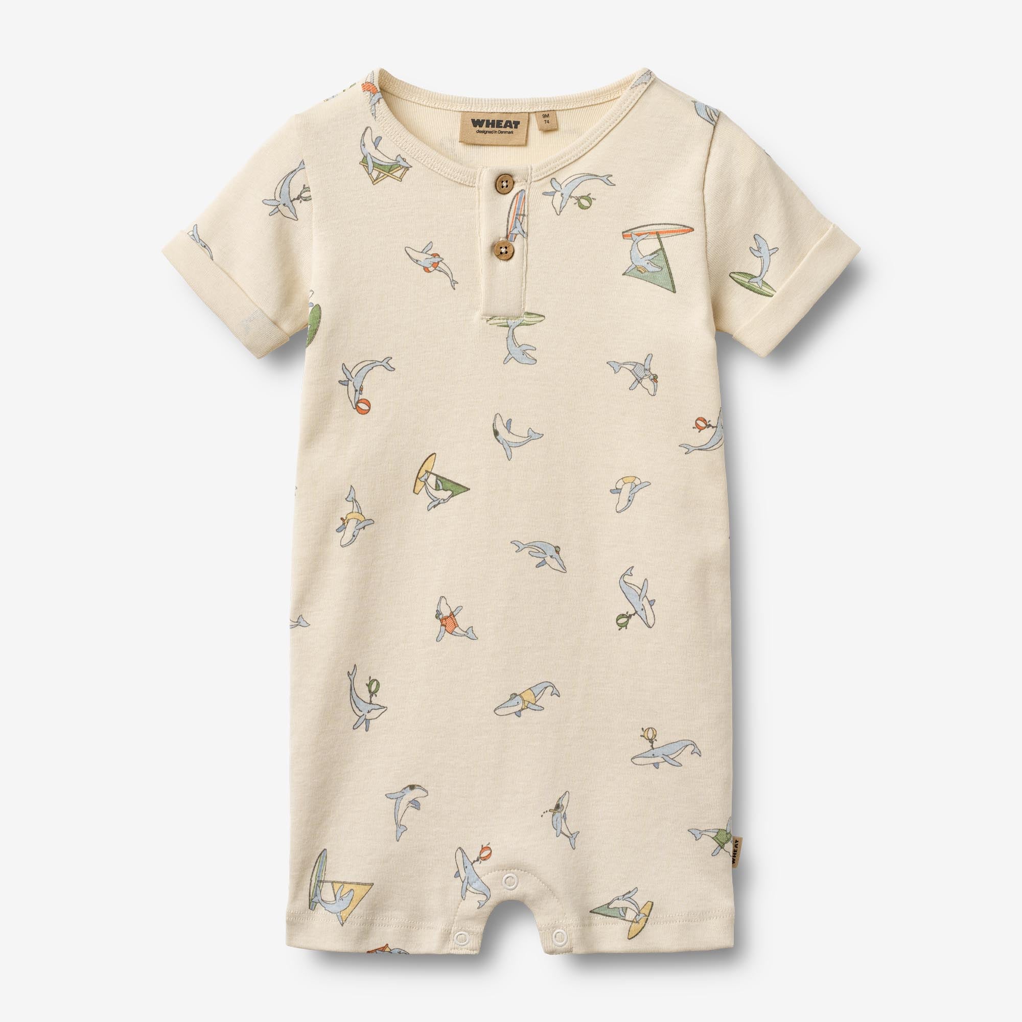 wheat-alfred-strampler-kurz-whale-friends-bio-baumwolle image 1
