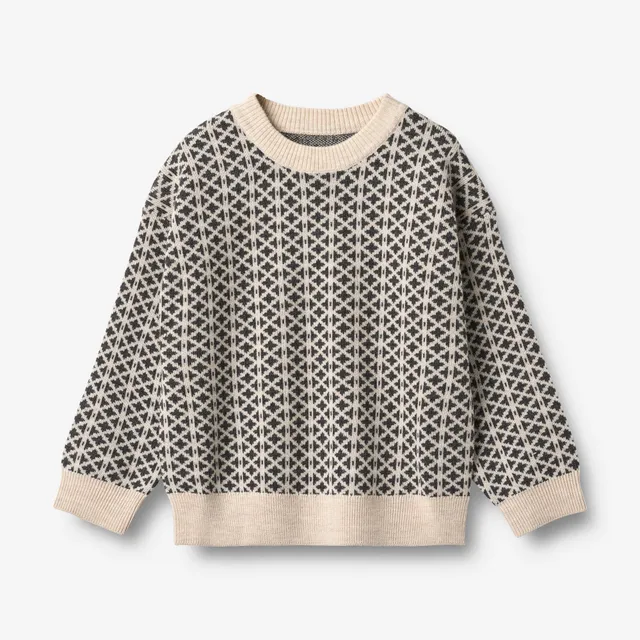 wheat-elias-jacquard-pullover-warm-sand-melange-merinowolle image 1
