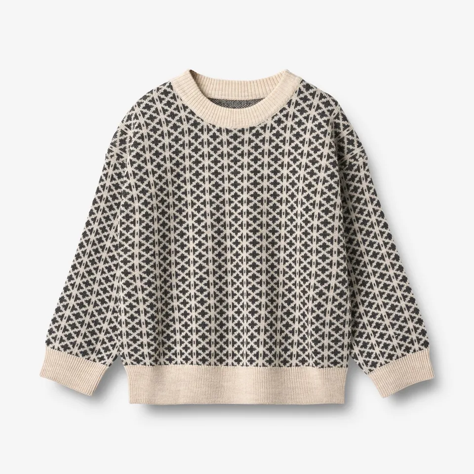 wheat-elias-jacquard-pullover-warm-sand-melange-merinowolle image 1