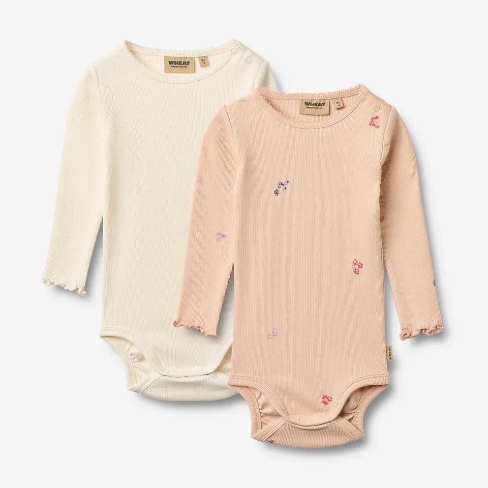 wheat-regitze-body-langarm-baby-rose-flowers-2er-set-bio image 1