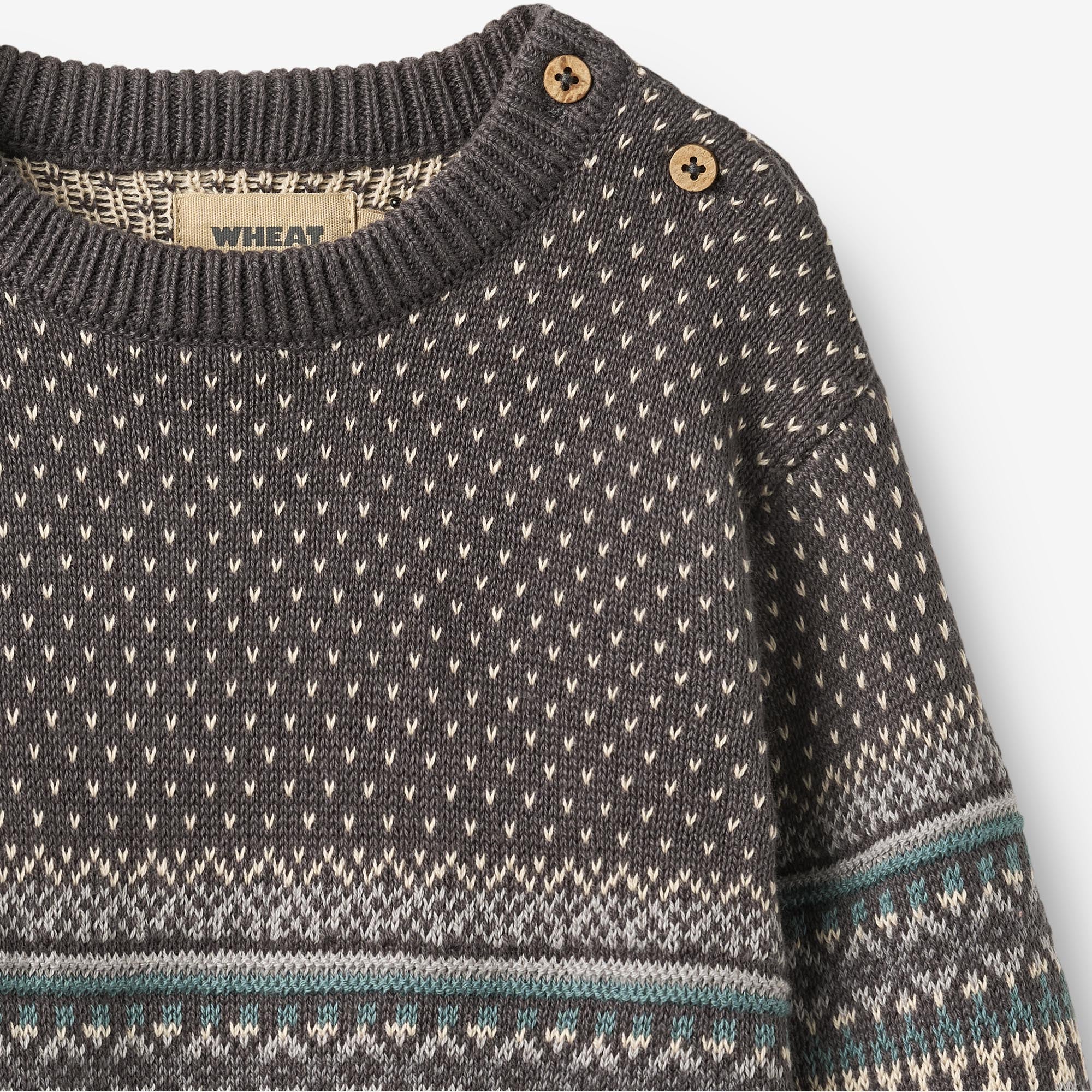 wheat-julius-jacquard-pullover-dark-charcoal-bio-baumwolle image 3