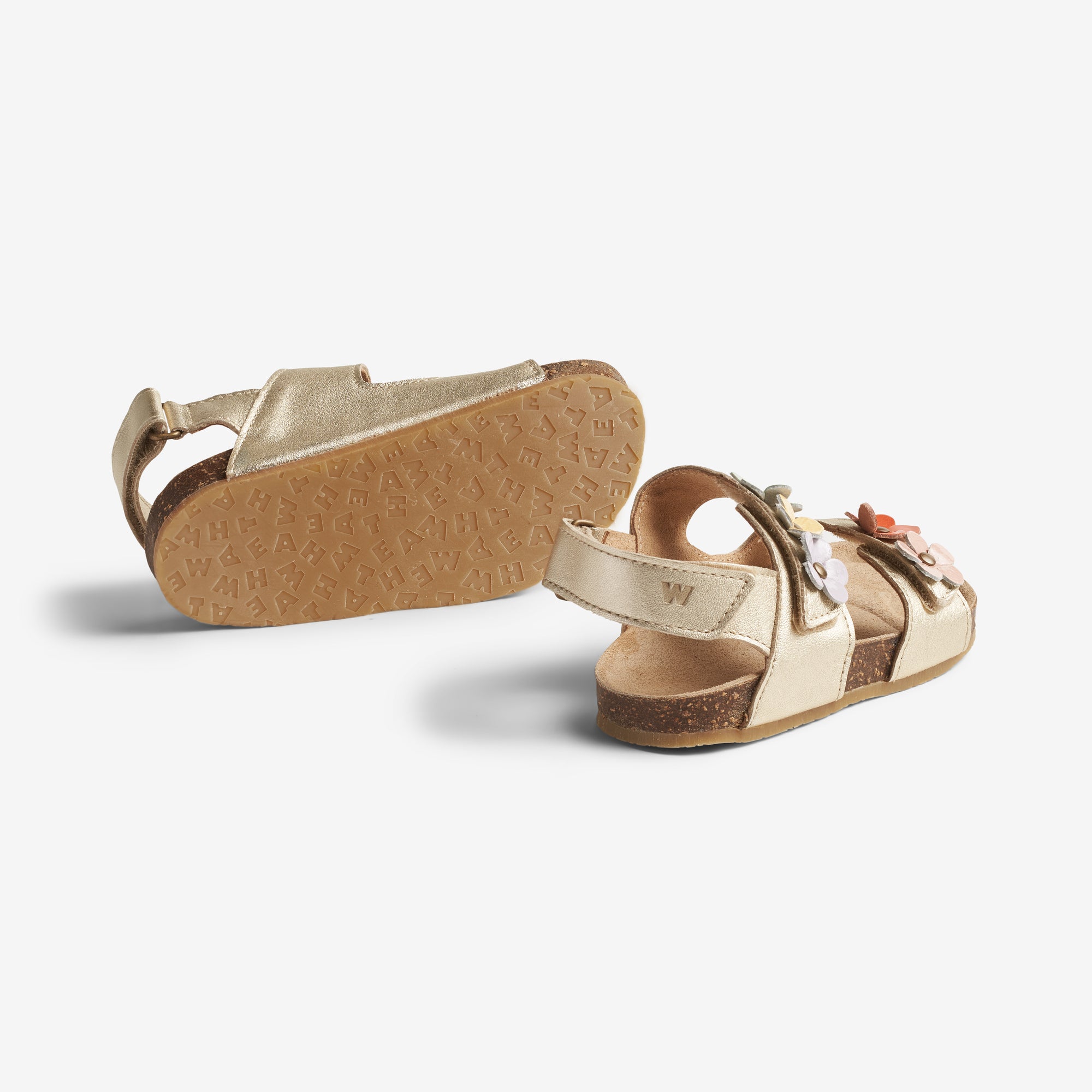 wheat-clare-flower-sandale-light-gold-leder-klett image 2