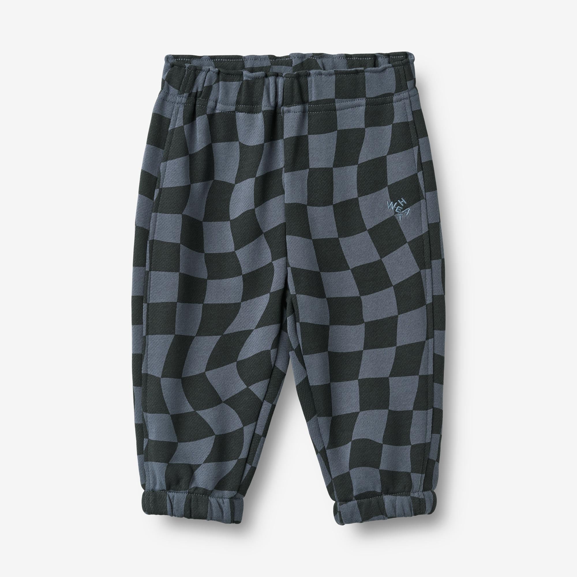 wheat-cosmo-sweatpants-navy-blue-check-bio-baumwolle image 1