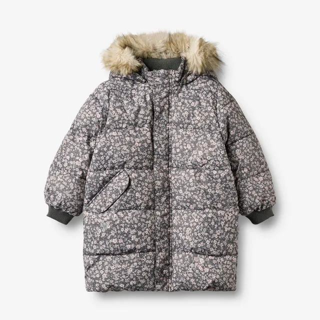 wheat-vinteren-puffer-winterjacke-dark-charcoal-flowers image 1