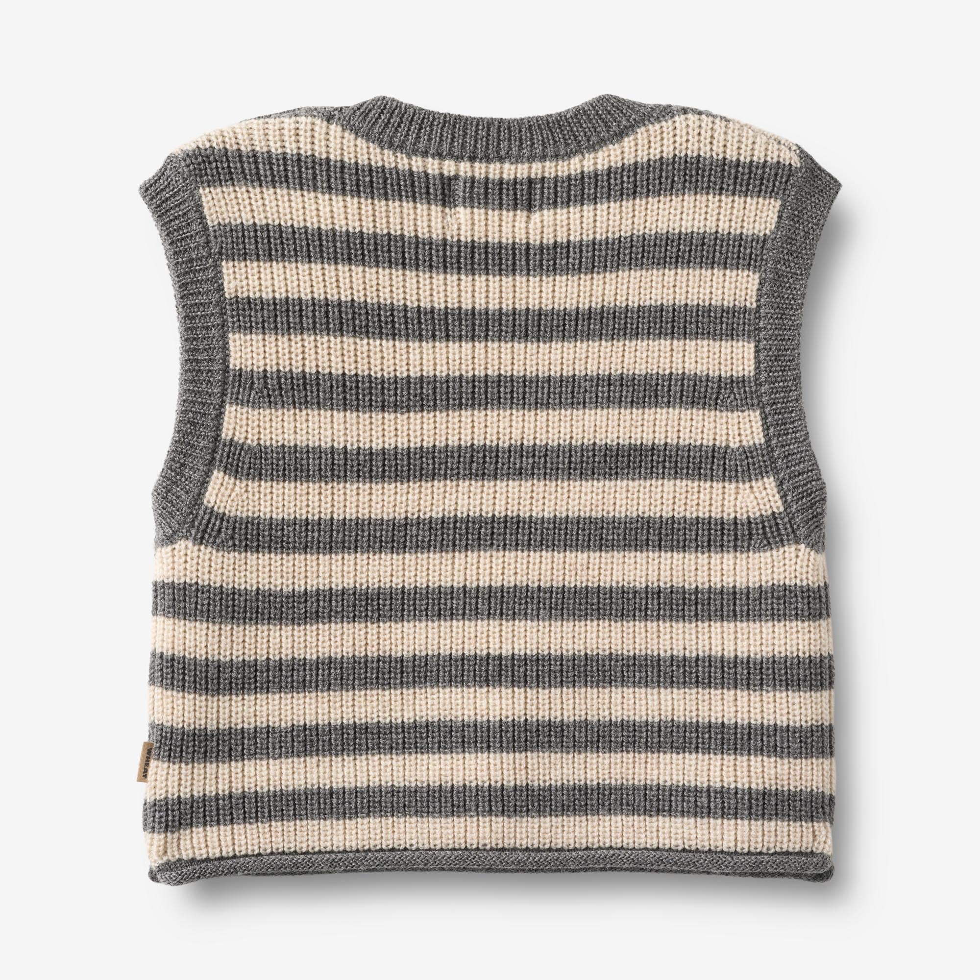 wheat-ruby-strickweste-grey-stripe-merinowolle-baby image 2