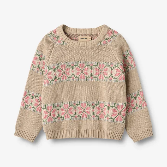wheat-alberte-jacquard-pullover-warm-sand-bio-baumwolle image 1