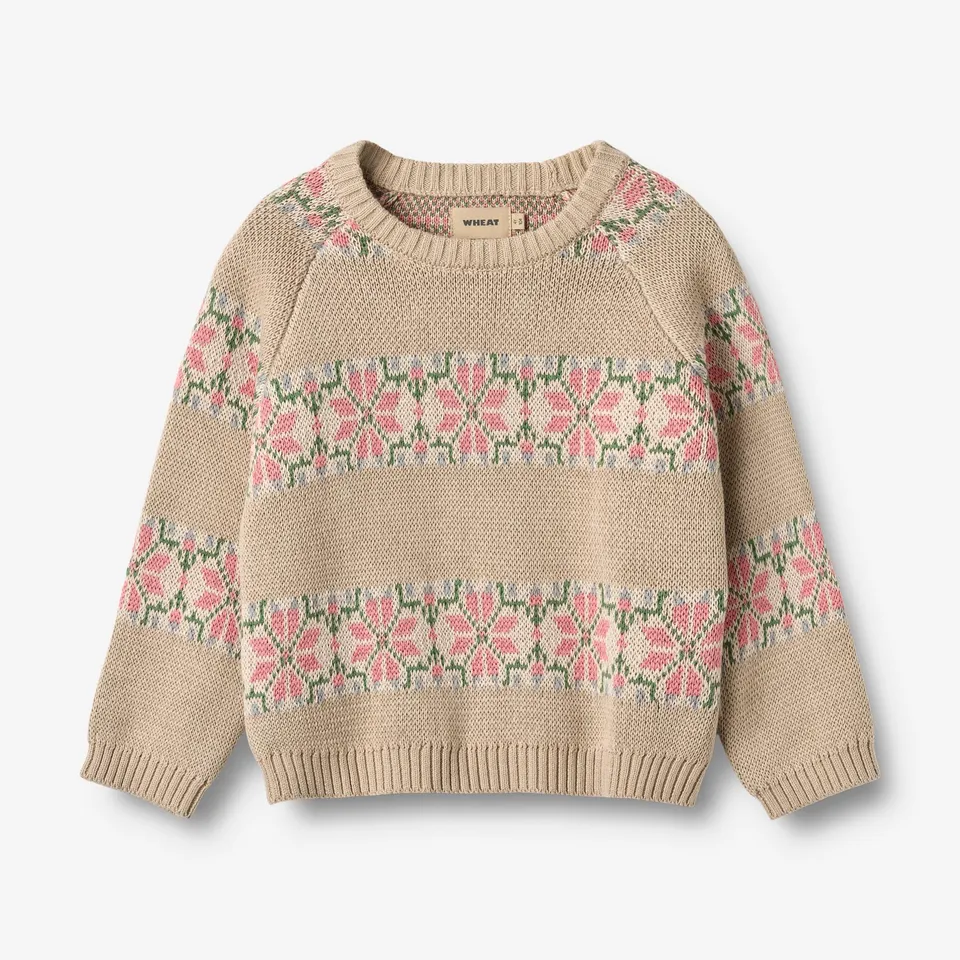 wheat-alberte-jacquard-pullover-warm-sand-bio-baumwolle image 1