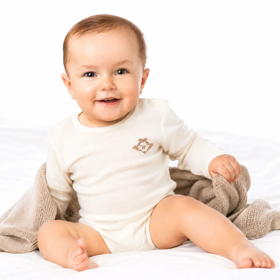 woolrex-baby-body-merinowolle-langarm-creme-6-12-monate image 1
