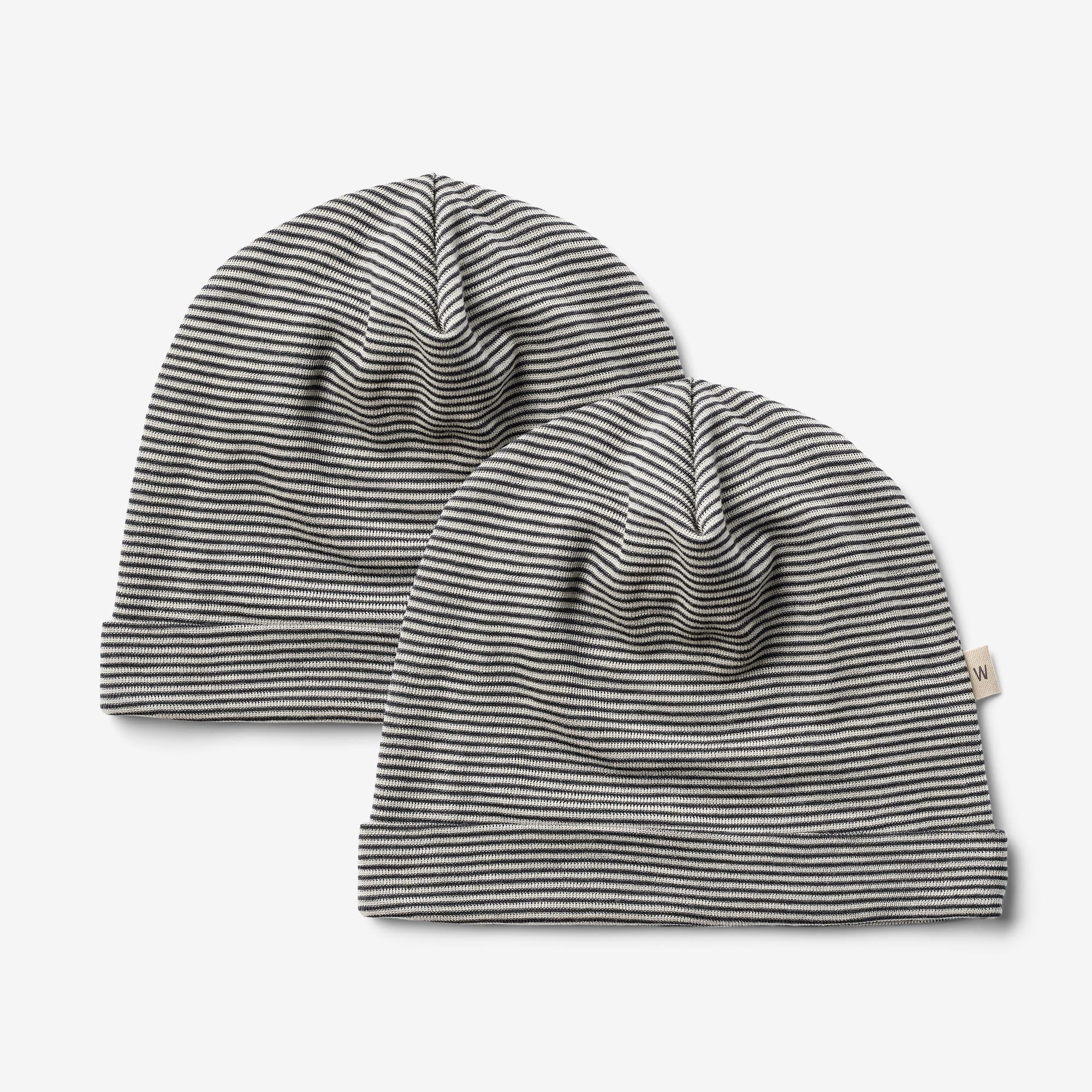 wheat-emo-2-wool-hat-navy-stripe-merinowolle-2er-set image 1
