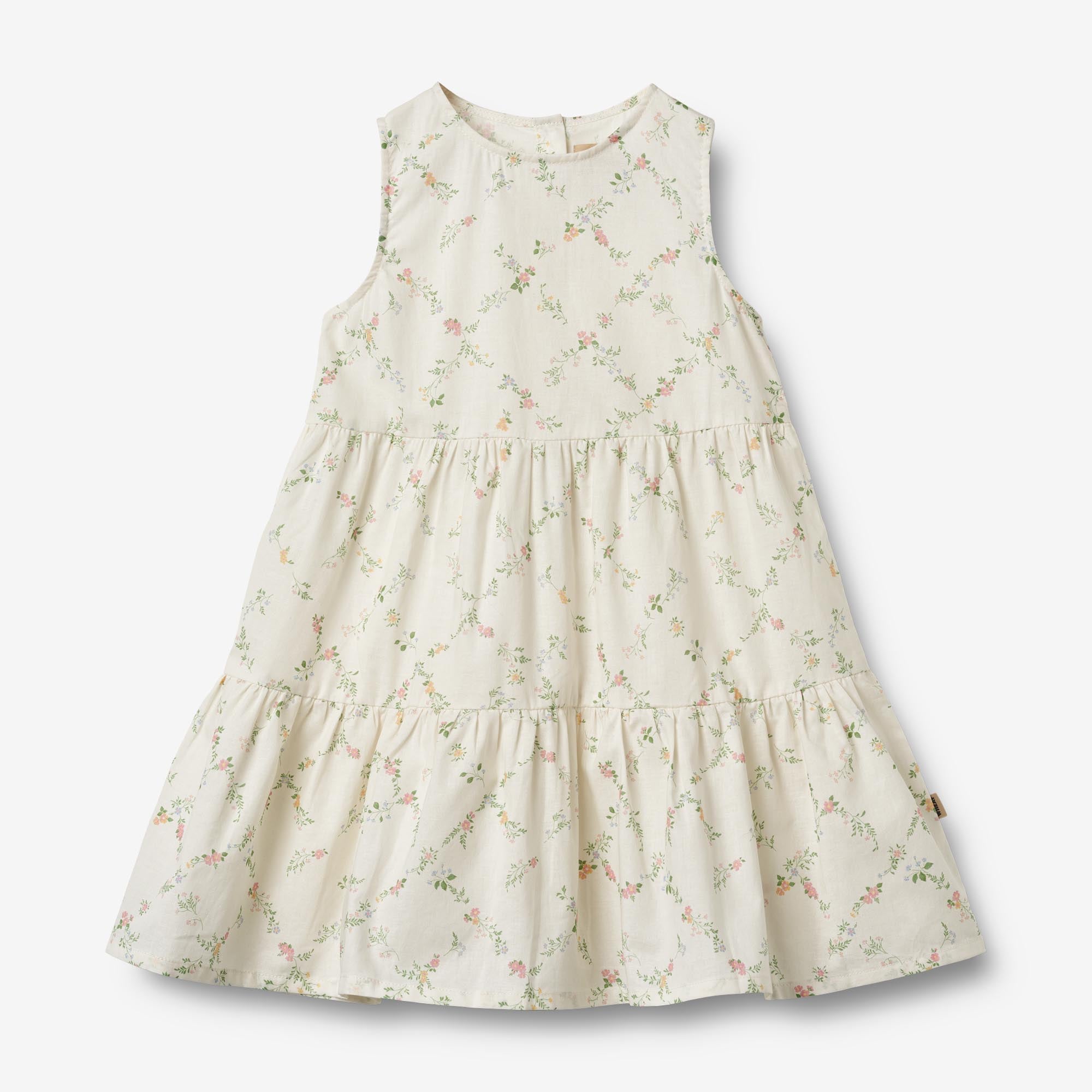 wheat-luise-dress-ivory-checked-flowers-m-dchen-kleid-bio-baumwolle image 1