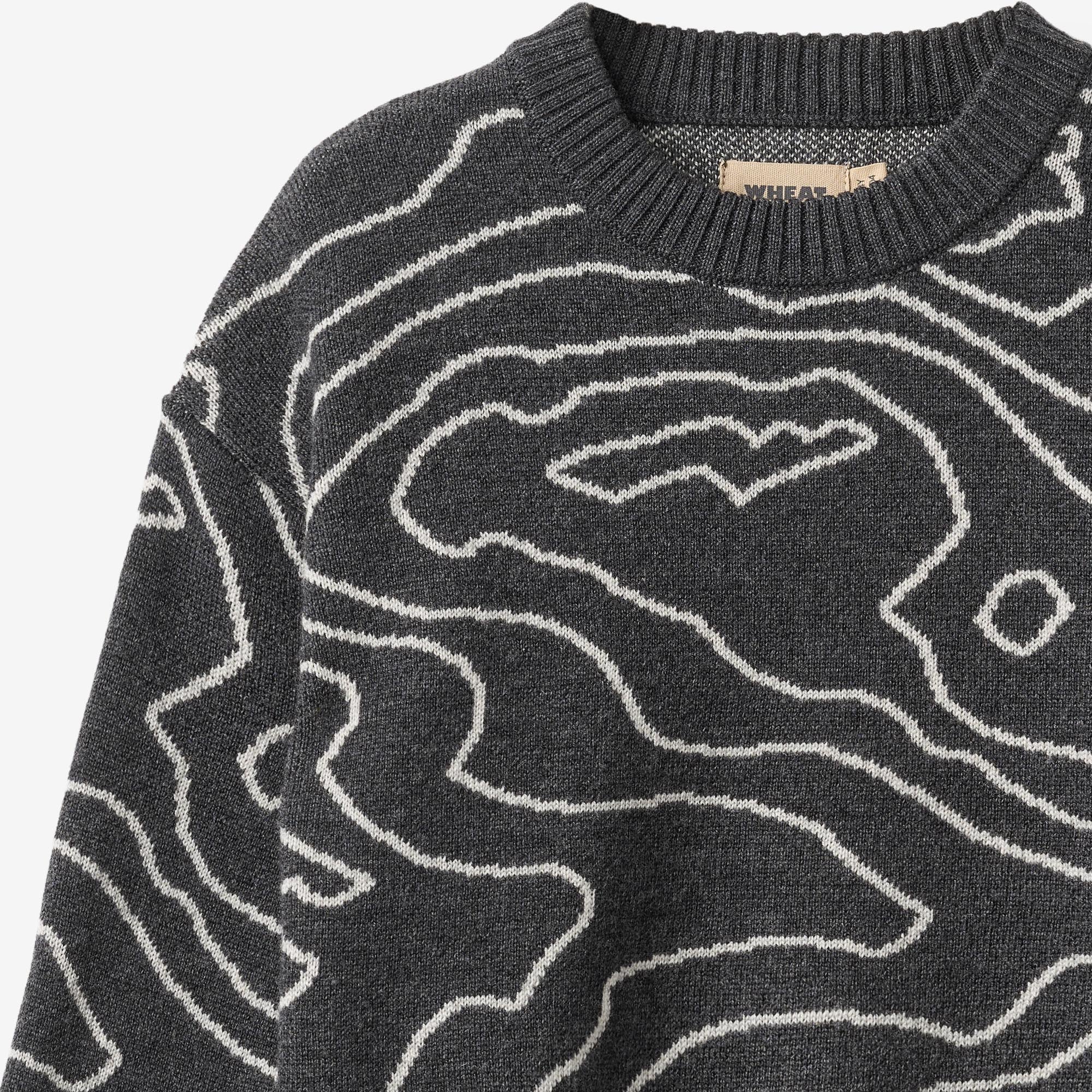 wheat-elias-jacquard-pullover-charcoal-melange-merinowolle image 8