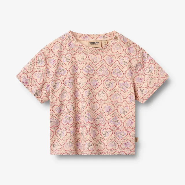 wheat-ella-t-shirt-magenta-heart-flowers-m-dchen-bio-baumwolle image 1