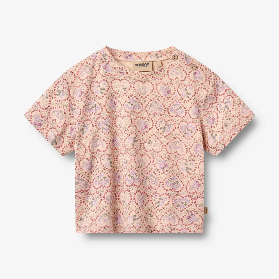 wheat-ella-t-shirt-magenta-heart-flowers-m-dchen-bio-baumwolle image 1