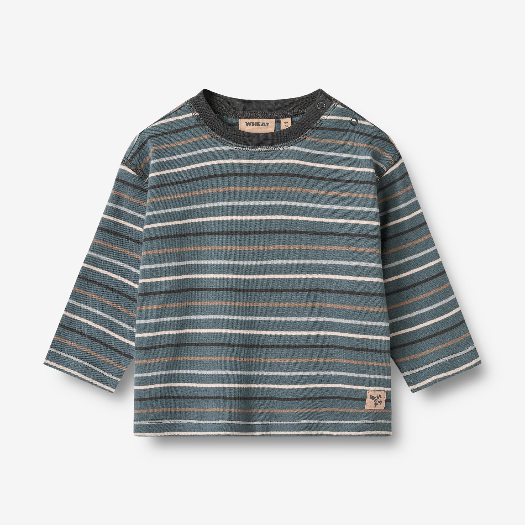 wheat-hans-baby-langarmshirt-blue-multi-stripe-bio image 1