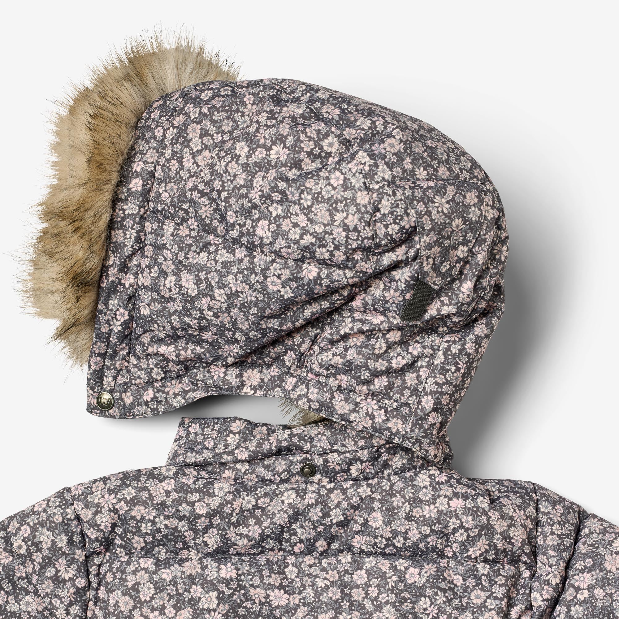 wheat-vinteren-puffer-winterjacke-dark-charcoal-flowers image 3