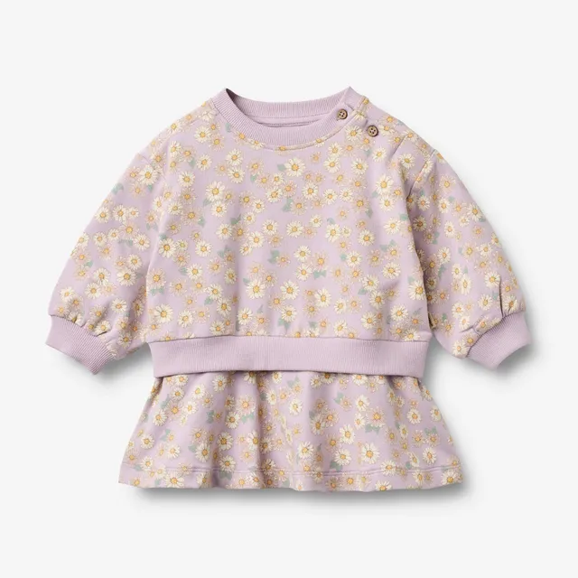 wheat-maggie-sweatkleid-lavender-daisies-bio-baumwolle image 1