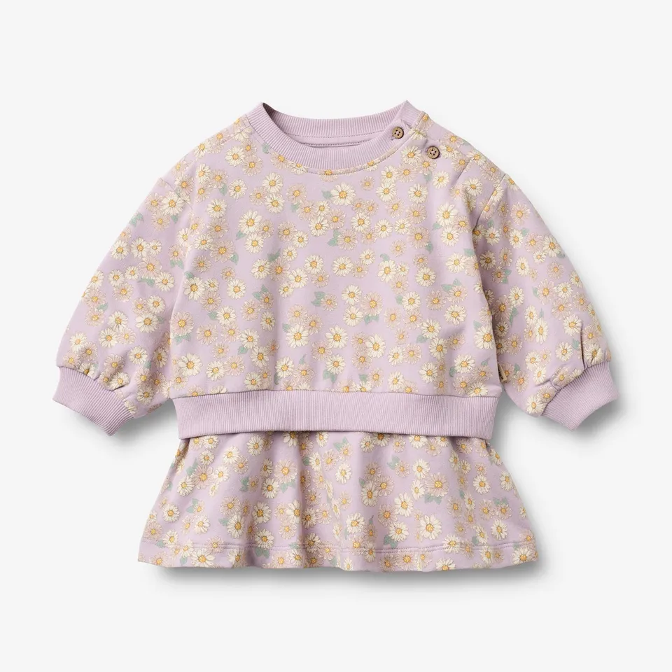 wheat-maggie-sweatkleid-lavender-daisies-bio-baumwolle image 1