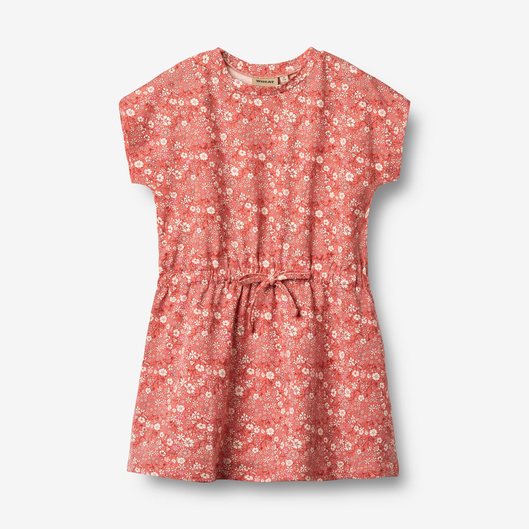 wheat-jerseykleid-maribel-coral-flowers-sommerkleid-m-dchen-bio image 1