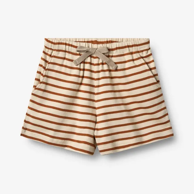 wheat-kalle-jersey-shorts-warm-caramel-stripe-bio-baumwolle image 1