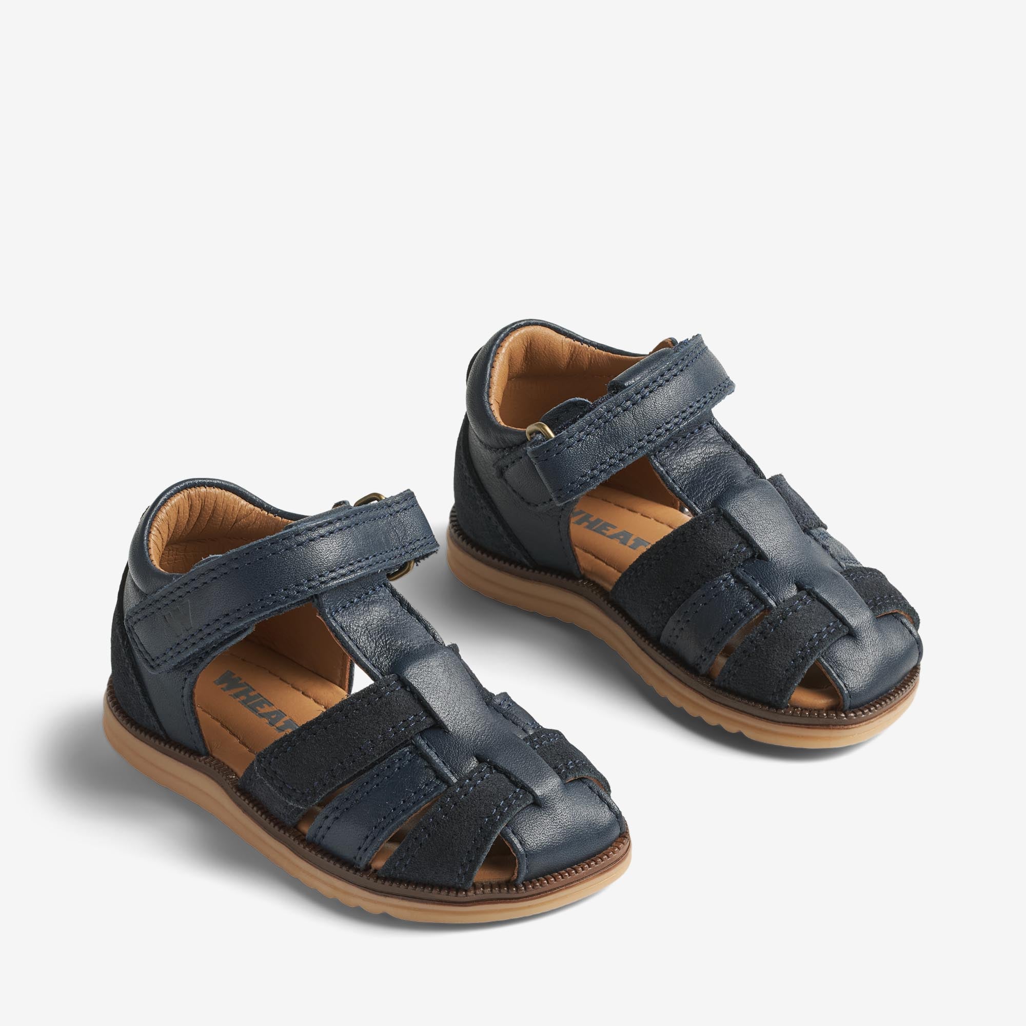 wheat-sky-lauflern-sandale-navy-stripe-leder image 1