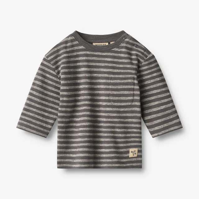 wheat-ross-langarmshirt-baby-dark-charcoal-stripe-bio image 1