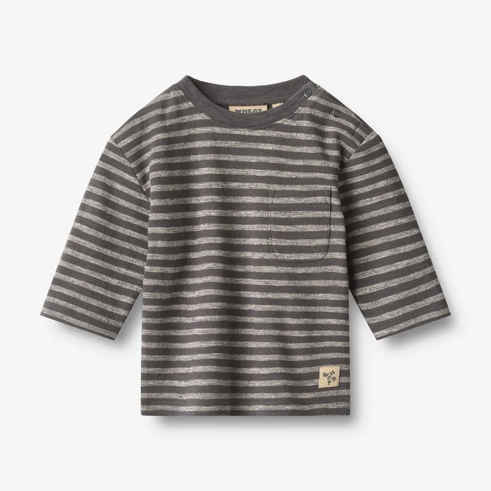 wheat-ross-langarmshirt-baby-dark-charcoal-stripe-bio image 1