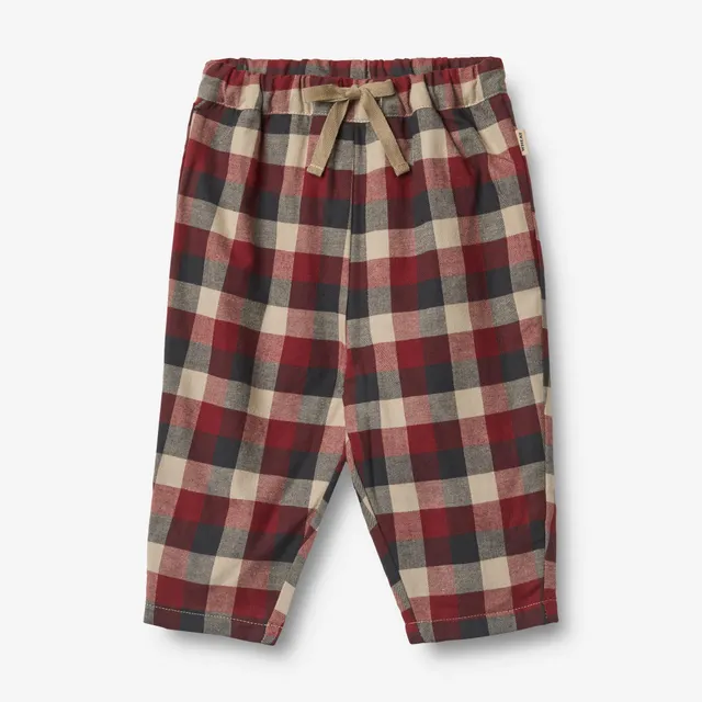 wheat-arne-hose-gef-ttert-red-blue-check-biobaumwolle image 1