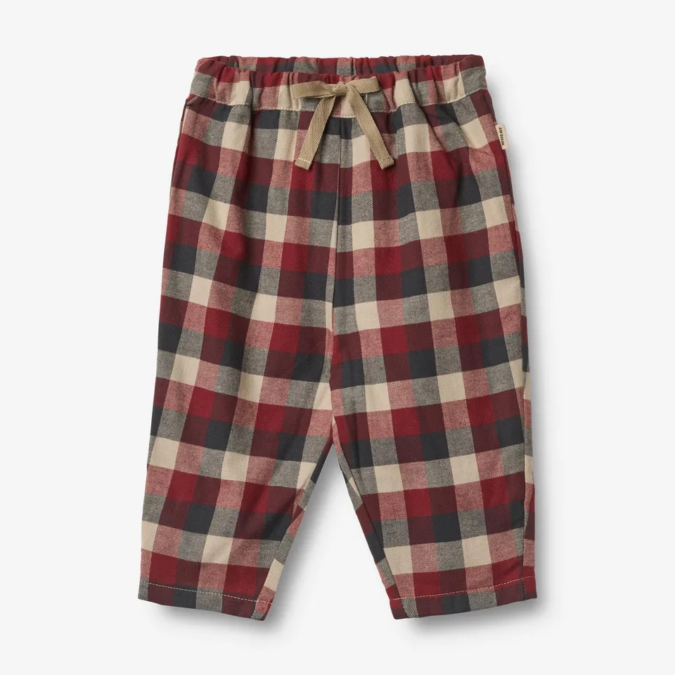 wheat-arne-hose-gef-ttert-red-blue-check-biobaumwolle image 1