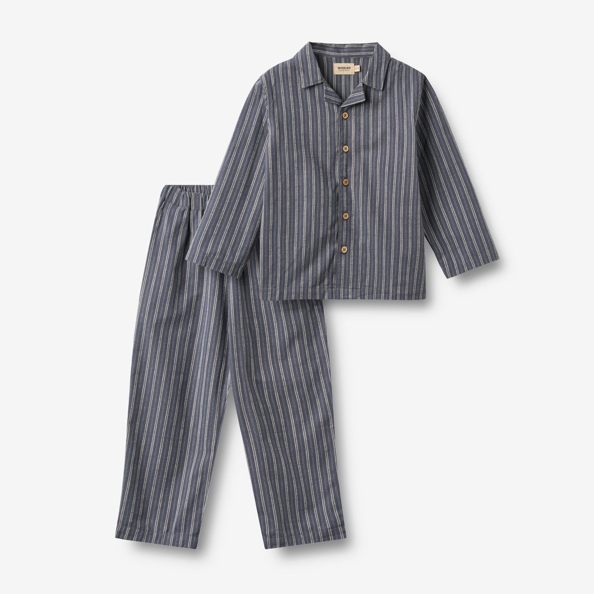 wheat-madison-pyjama-kinder-blue-holiday-stripe-bio image 1